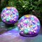 2 Pieces Garden Solar Lights Outdoor Decorative, 50 LED Colored Cracked Glass Solar Globe Lights, Upgraded Waterproof Multicolor Ball Lights for Yard Pathway Patio Lawn Outside Decor